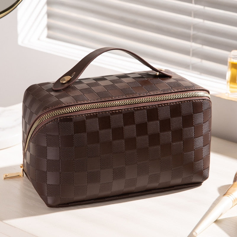 Avelena |  Luxus Checkered Make-up Kosmetiktasche