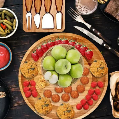 Avelena | CheeseMate – Rundes Bambus-Käsebrett