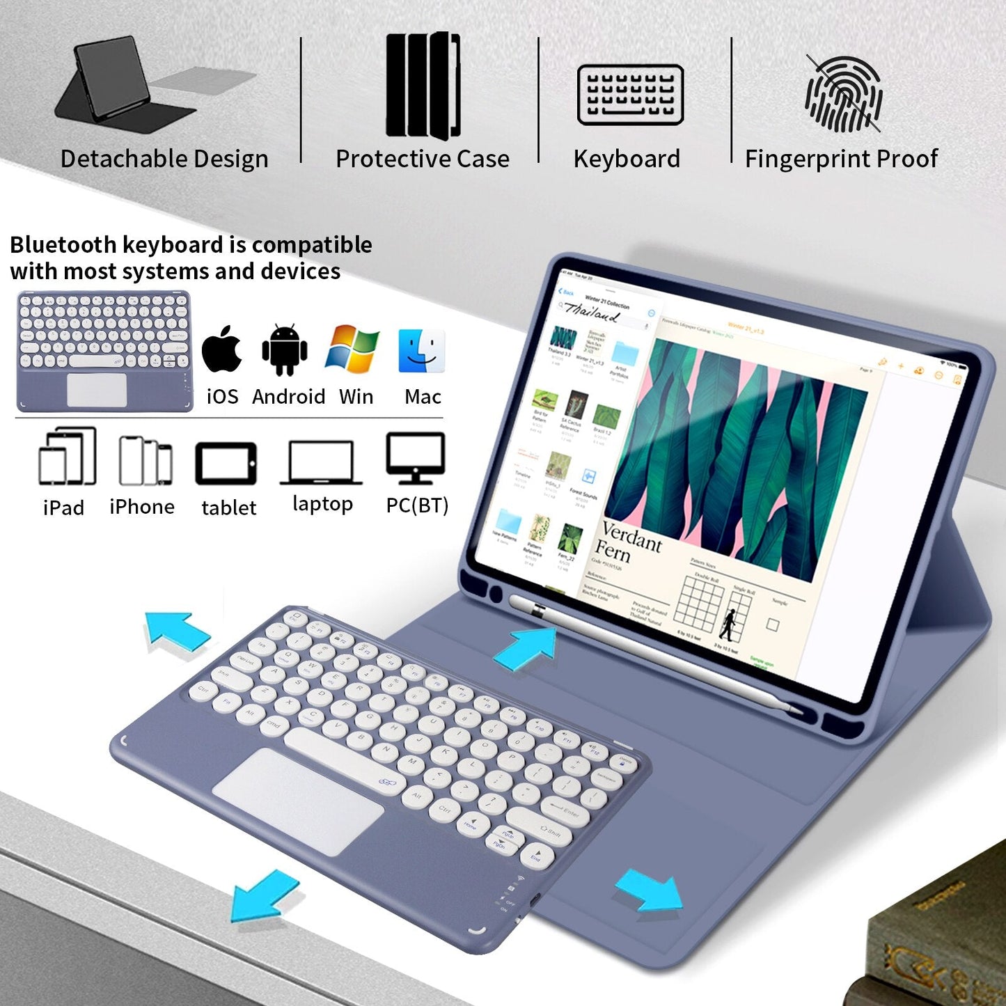 Avelena | Süße Rundfarbe Tastatur mit Touchpad