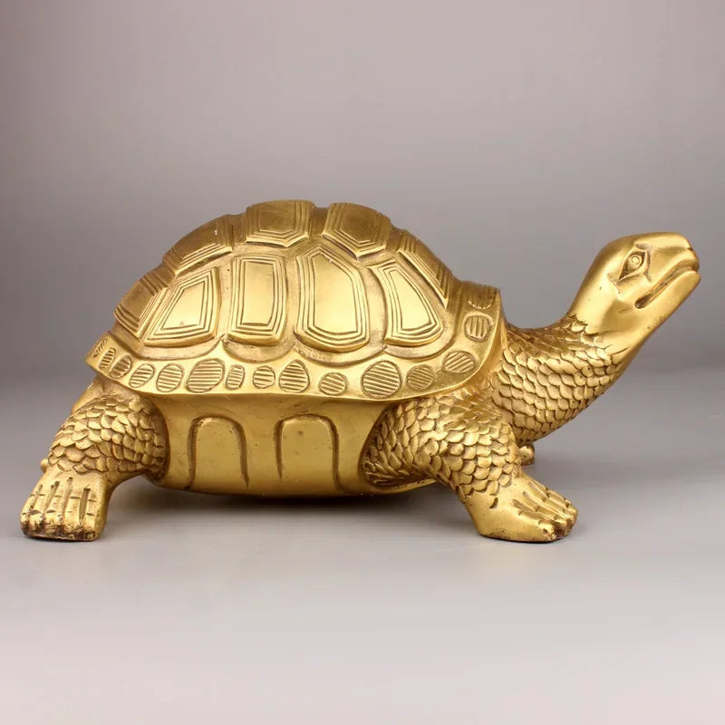 Avelena | Brass Feng Shui Schildkröte Statue Glückliches Tier Skulptur für Langlebigkeit Haus Büro Dekoration Figürchen Geschenk Studienornament