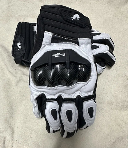 Avelena | Herren Schwarze Leder Motorradhandschuhe – Racing Stil