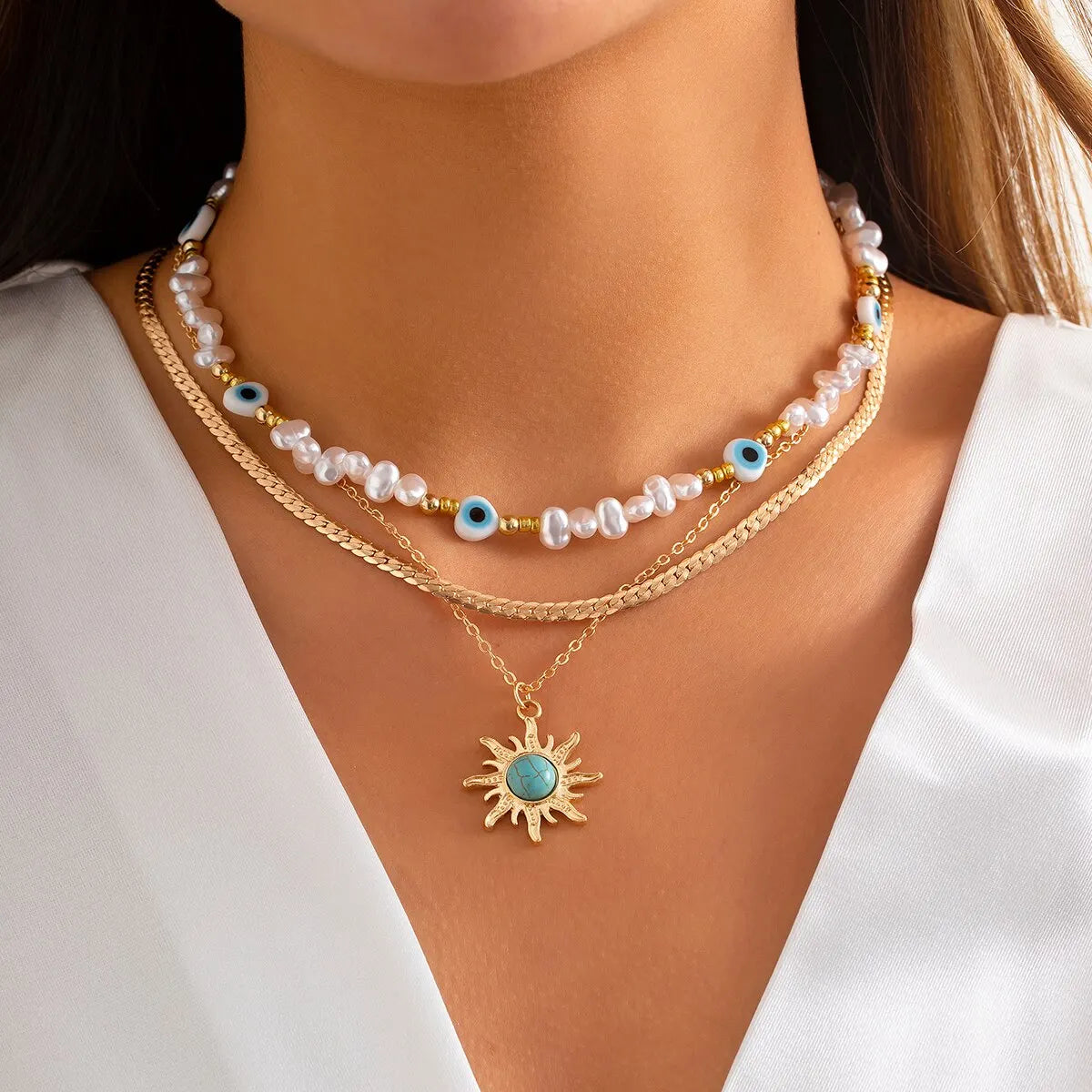 Avelena | Halsketten-Set Sonneblume & Böse Augen Accessoires