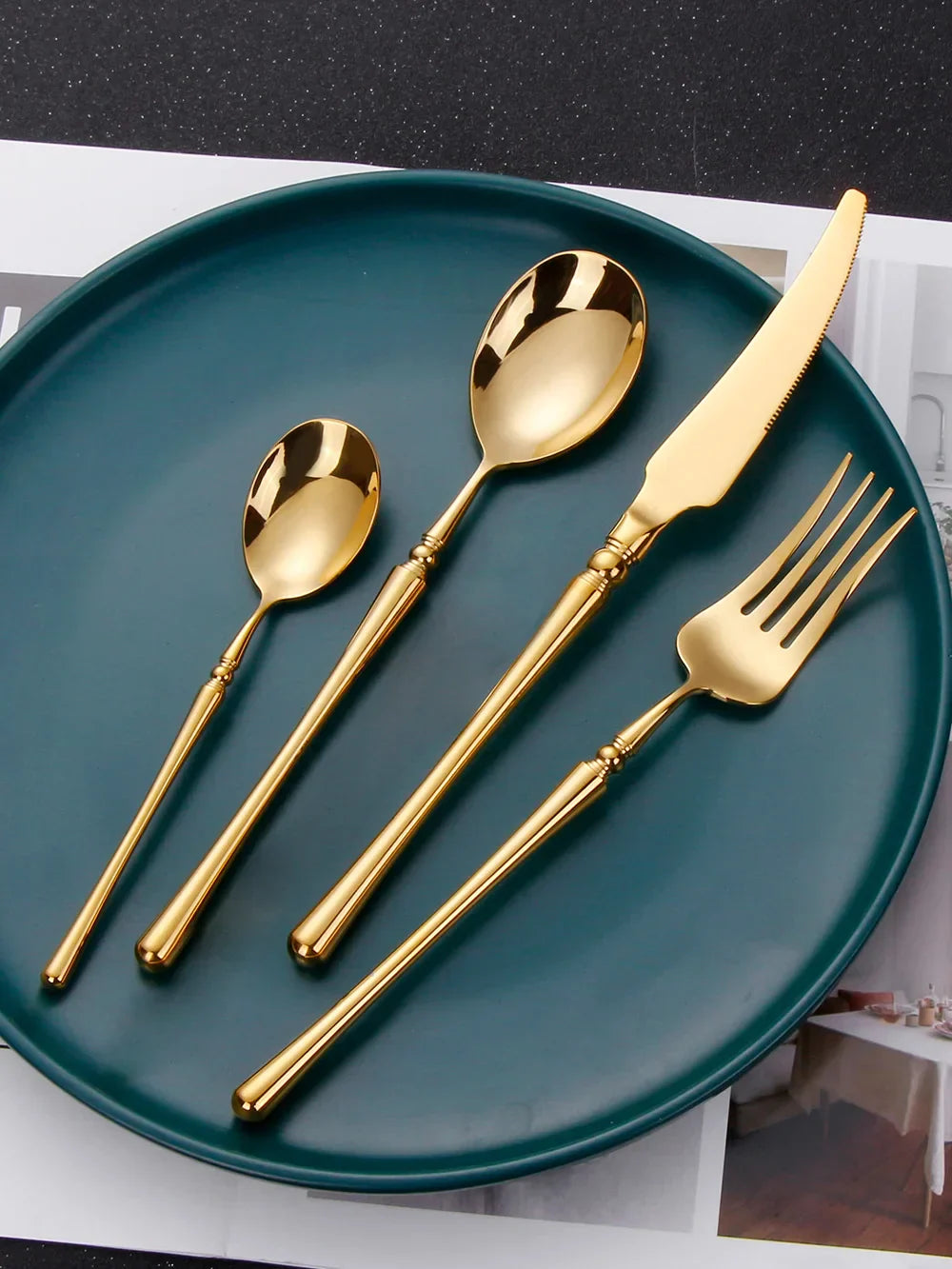 Avelena | Luxuriöses Gold Matt Besteckset