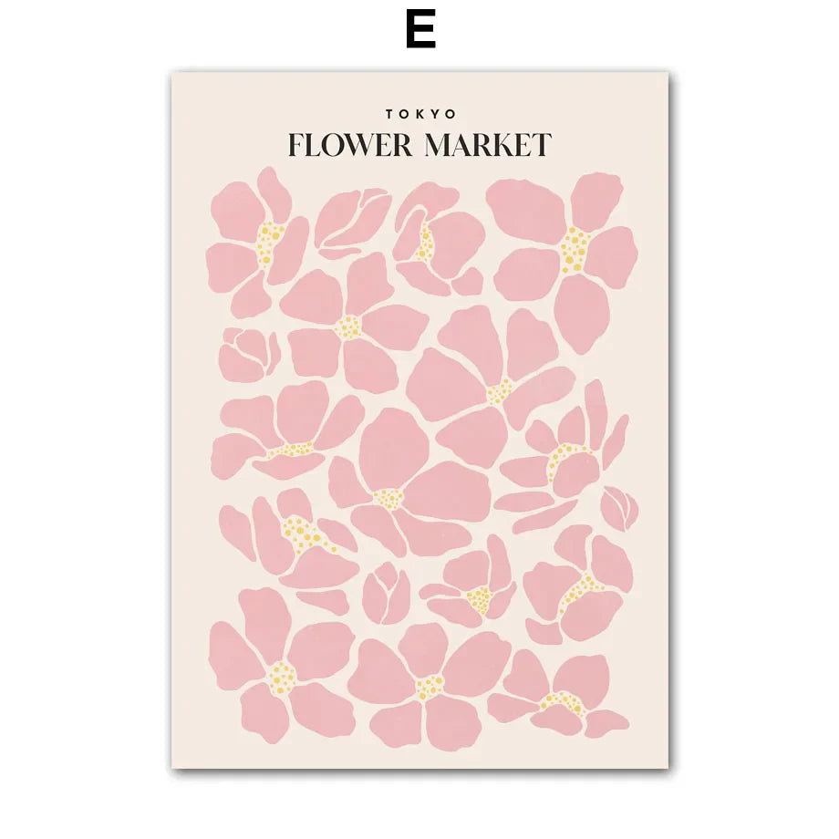 Avelena | Pink Lavender Daisy Flower Market Poster Wandkunst Schöne Kunst Leinwanddrucke Pastellblumenbilder für Wohnzimmer Schlafzimmer Kunst Dekor