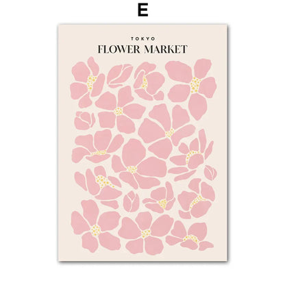 Avelena | Pink Lavender Daisy Flower Market Poster Wandkunst Schöne Kunst Leinwanddrucke Pastellblumenbilder für Wohnzimmer Schlafzimmer Kunst Dekor