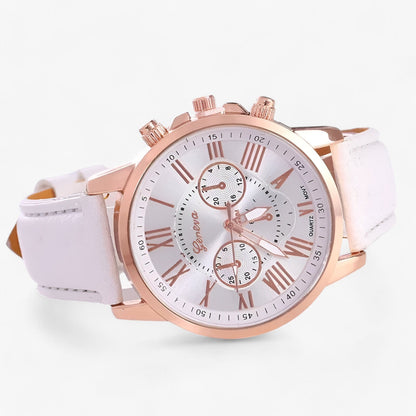 Avelena | Camille Damen Wasserdichte Lederarmbanduhr 42mm