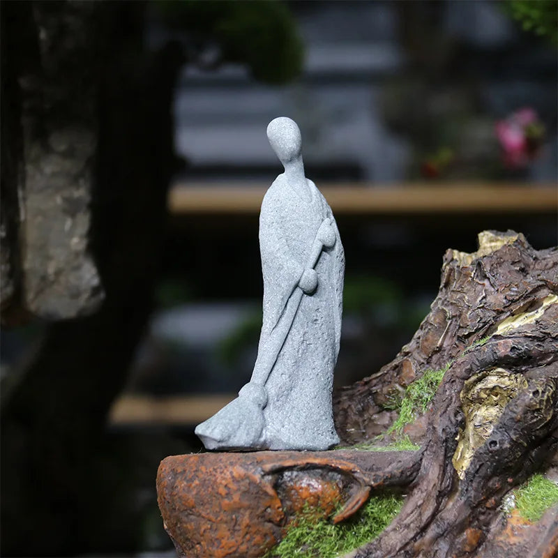 Avelena | Buddha Stein Statue Kleine Buddhistischen Mönche Tibetischer Buddhismus Figuren Zen Garten Ornament Meditation Zuhause Aquarium Dekoration