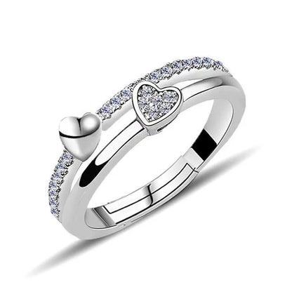 Avelena | 925 Sterling Silber Herz Glitzer Ring