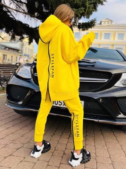 Avelena | Frauen Sweatshirts 2-teilige Sets Trainingsanzug Übergrößen Herbst Damen Korea Hose Pullover Hosenanzüge Damen