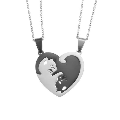 Avelena | Paar Halskette mit Der Klemme Liebe Katze Design