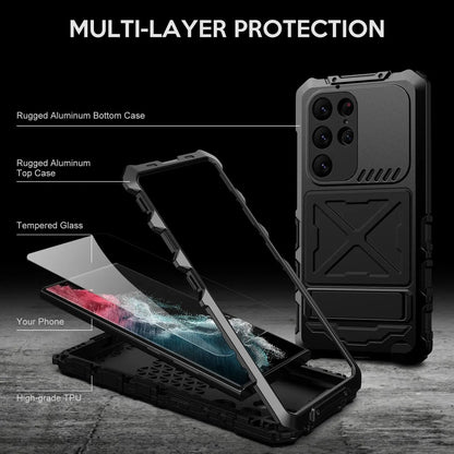 Avelena | Robuste 360° Runde Schutzhülle aus Aluminiumlegierung für Samsung Galaxy S23 Ultra
