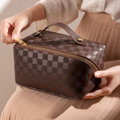 Avelena |  Luxus Checkered Make-up Kosmetiktasche