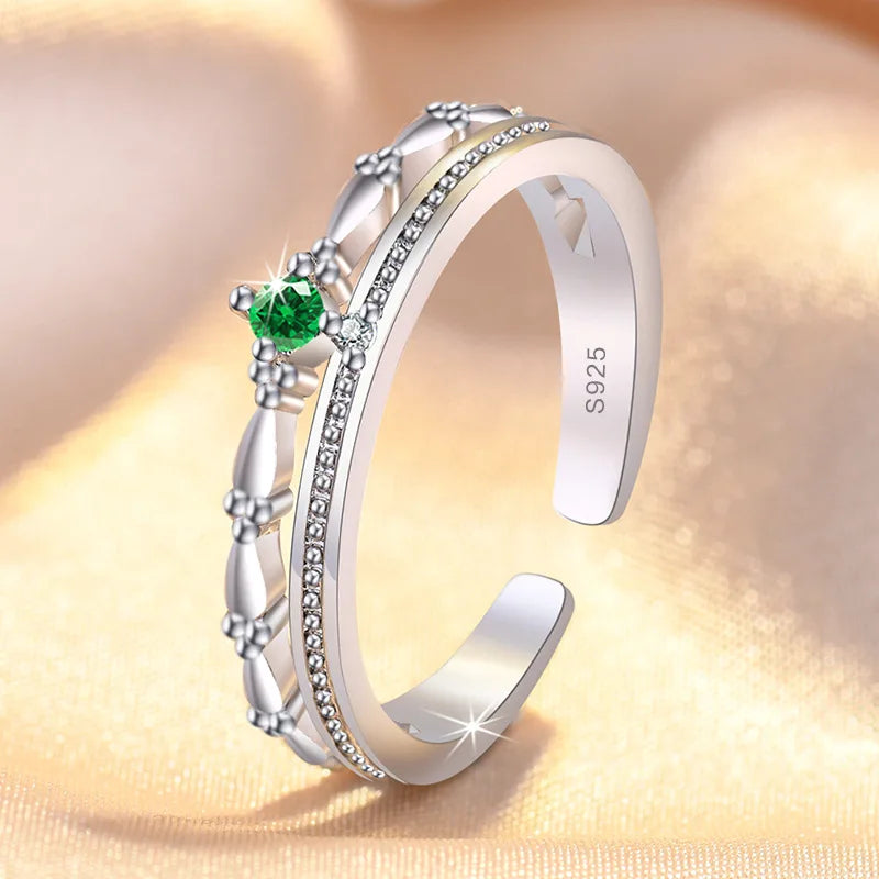 Avelena | 925 Sterling Silber Herz Glitzer Ring