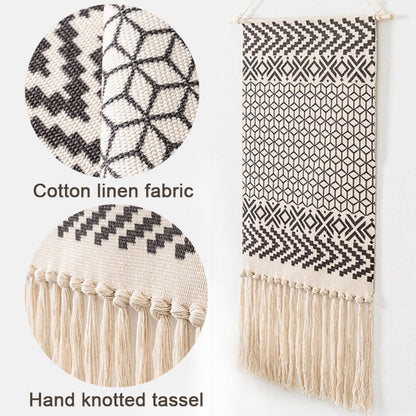 Avelena | Böhmischer Wandteppich, Makramee-Wandbehang, Heimdekoration, Baumwoll-Leinen-Quaste, handgefertigt, gewebt, geometrische Leinwandkunst, Hintergrund-Wandteppiche