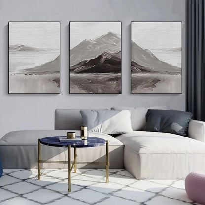 Avelena | Abstrakte Graue Berglandschaft Wandkunst-Leinwandbilder für Moderne Wohnungen Wohnzimmer Esszimmer Dekoration