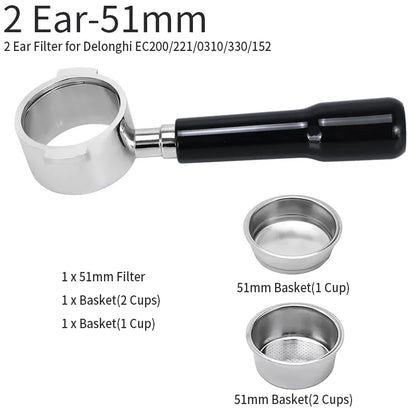 Avelena | 51mm Kaffee Boden Siebträger Für Delonghi EC680 EC685 Ersatz Filter Korb Espresso Maschine Griff Cafe Zubehör