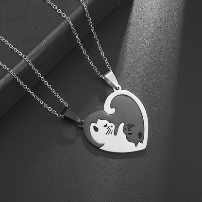 Avelena | Paar Halskette mit Der Klemme Liebe Katze Design