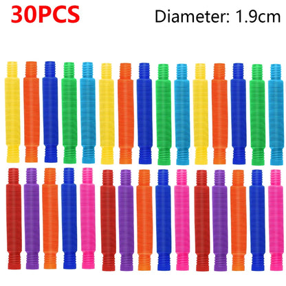 Avelena | 10-30Pcs Bunte Teleskopische Pop-Rohre - Sensorische Fidget-Spielzeuge für Kinder und Erwachsene