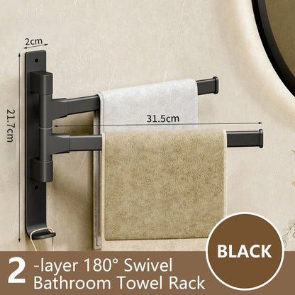 Avelena | Badezimmer Handtuchhalter drehbarer Handtuchhalter Raum Aluminium 1/2/3/4/5-Stangen Handtuchhalter Küchenregal Küchenhängeregal wandmontiert