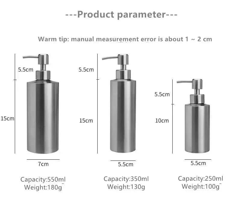 Avelena | Eleganter Edelstahl Handpumpen Seifenspender 250ml/350ml/550ml
