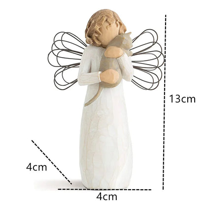 Avelena | Statuette aus Kunstharz, Menschen, Familienfiguren, Skulptur, Figuren für Heimdekoration, Tischdekoration, Wohnzimmer, Engel, Umarmung, Hund, Vater, Kind