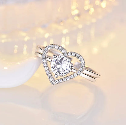 Avelena | 925 Sterling Silber Herz Glitzer Ring