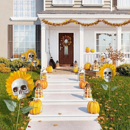 Avelena | Schädel Sonnenblume, Halloween Gruselige Dekoration, Zuhause und Garten, Horror, Künstliche Blumen Dekoration für Zuhause, Außen, Dekor, Im Freien, Calavera