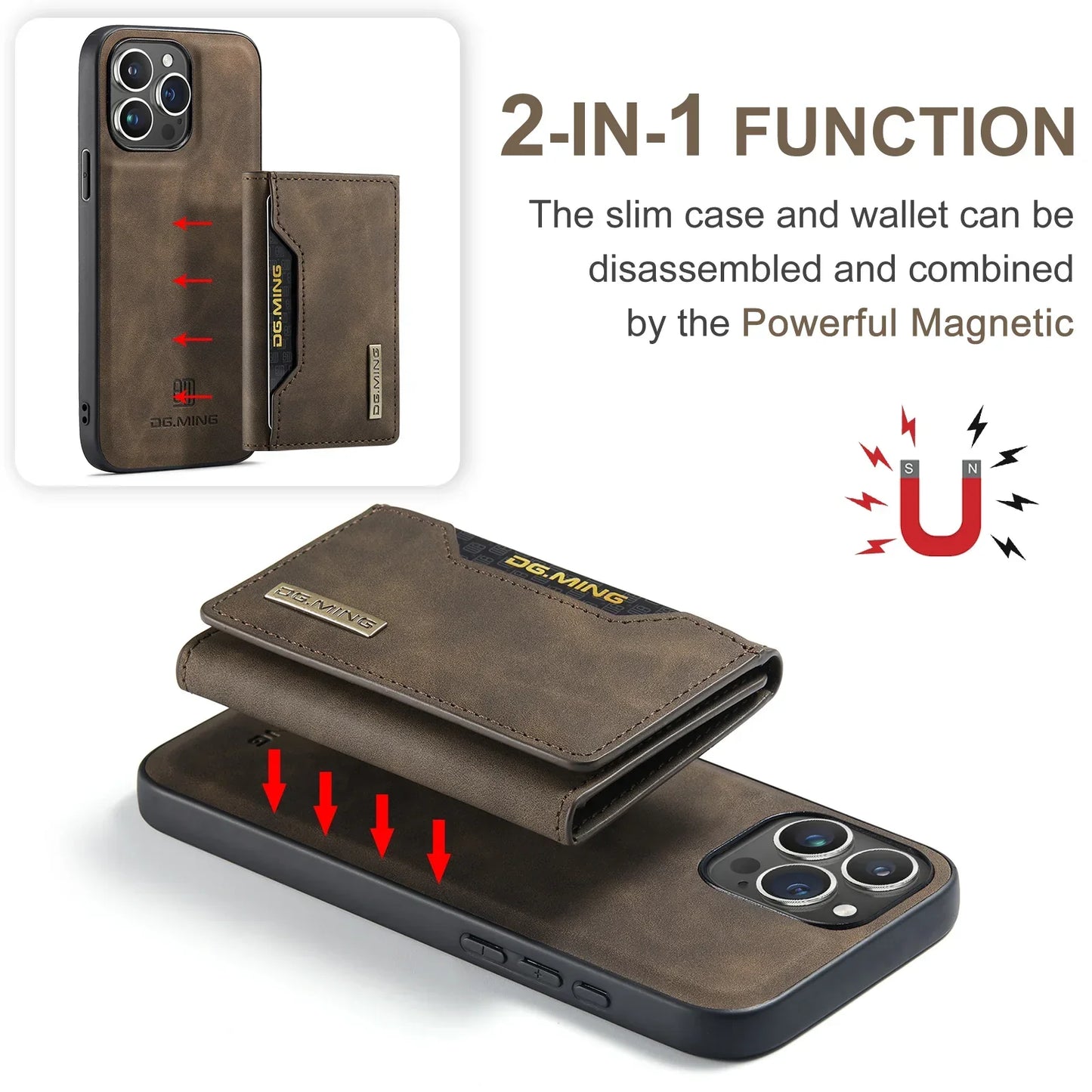 Avelena | 2-in-1-iPhone-Hülle mit abnehmbarer Brieftasche