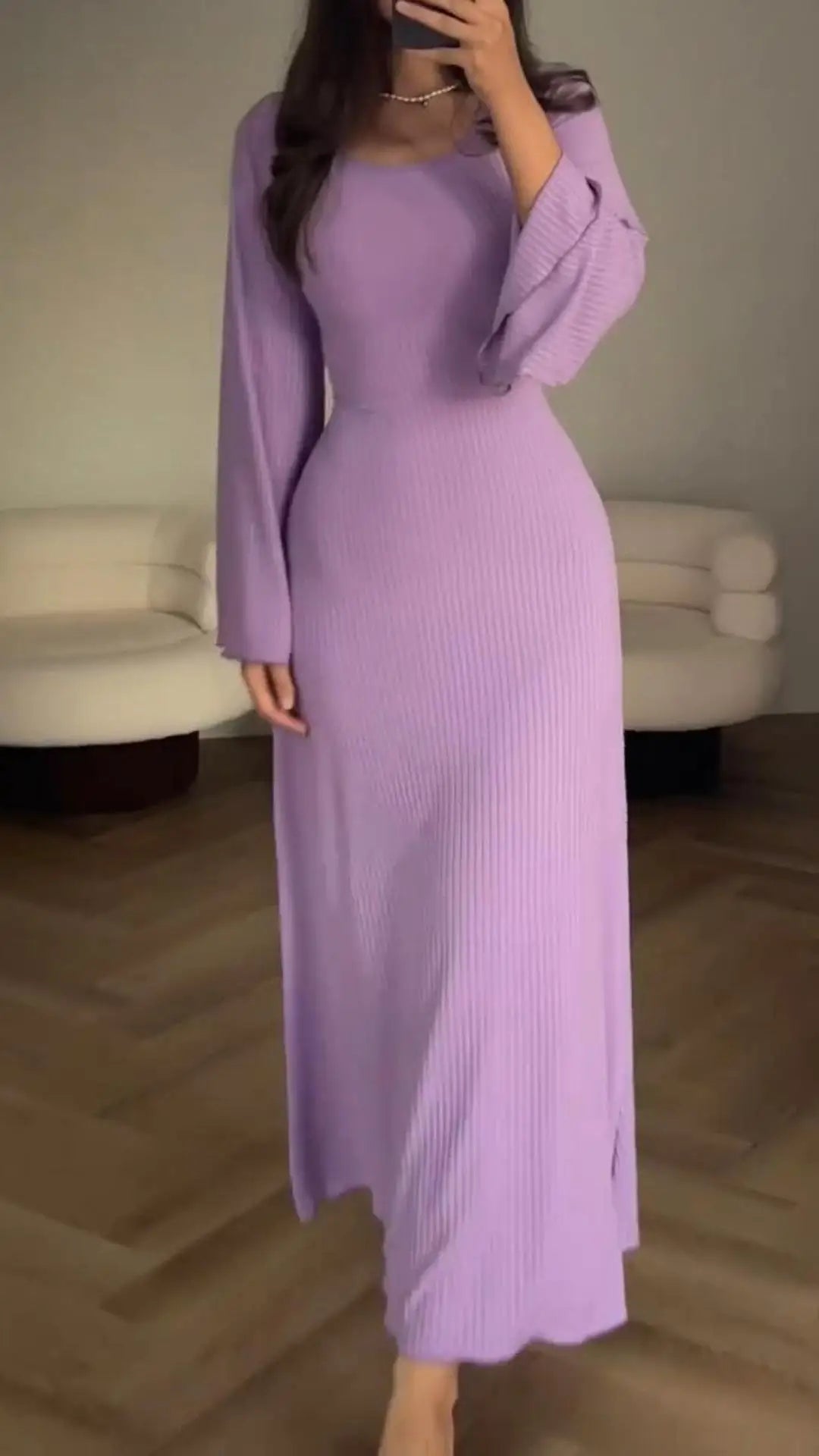 Avelena | Stilvolles Ripp-Maxi-Kleid für Frauen