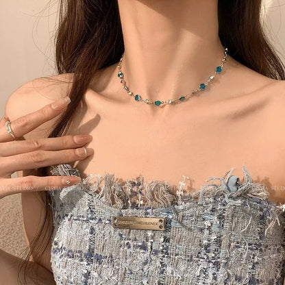 Avelena | Romantisch Blau Kristall Schmetterling Anhänger Schmuck