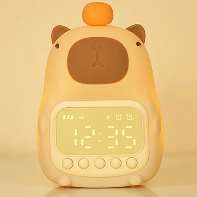 Avelena | Capybara Uhr Lampe - Wiederaufladbare Digitaler Wecker mit Nachtlicht & Touch Snooze