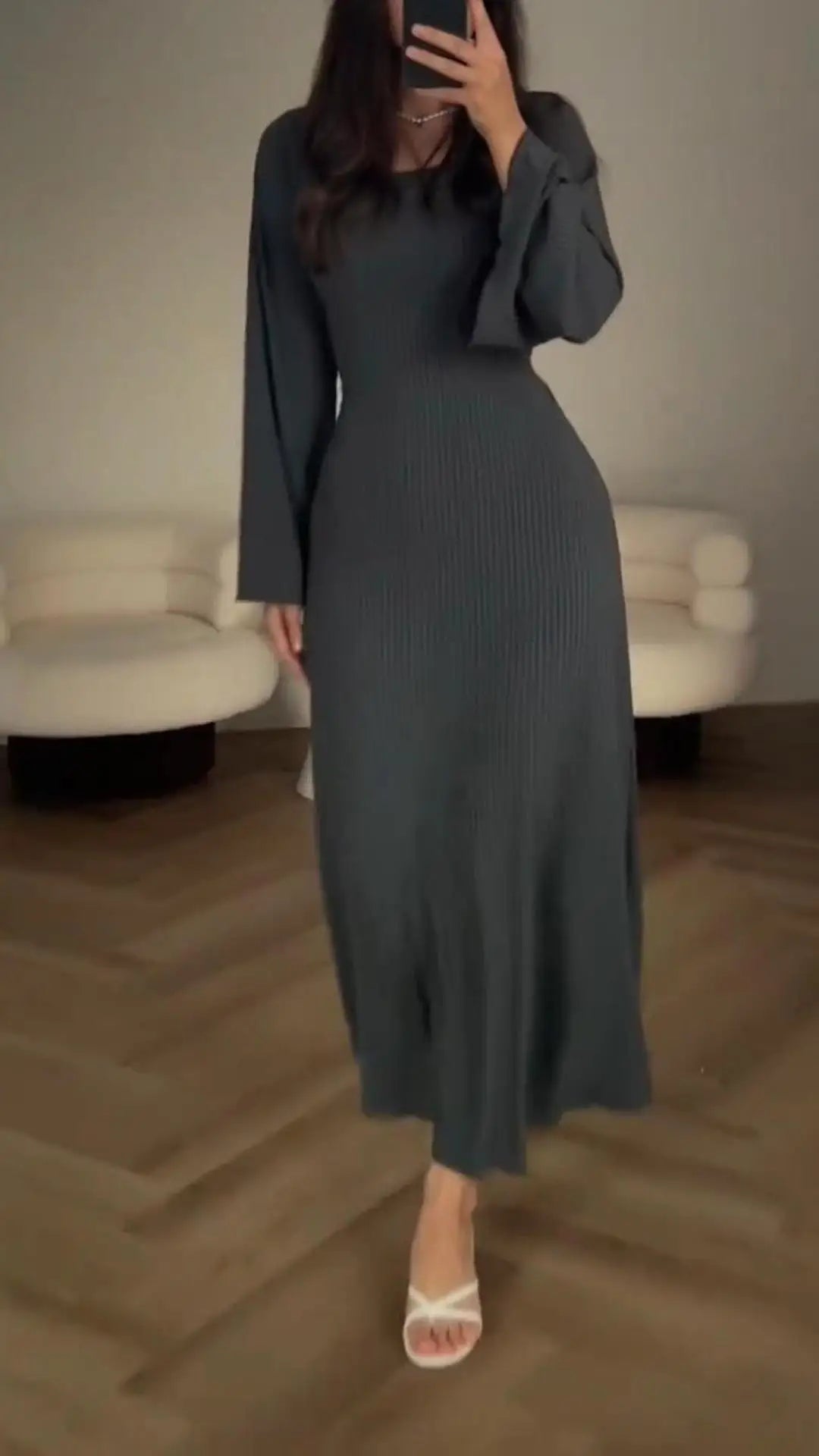 Avelena | Stilvolles Ripp-Maxi-Kleid für Frauen