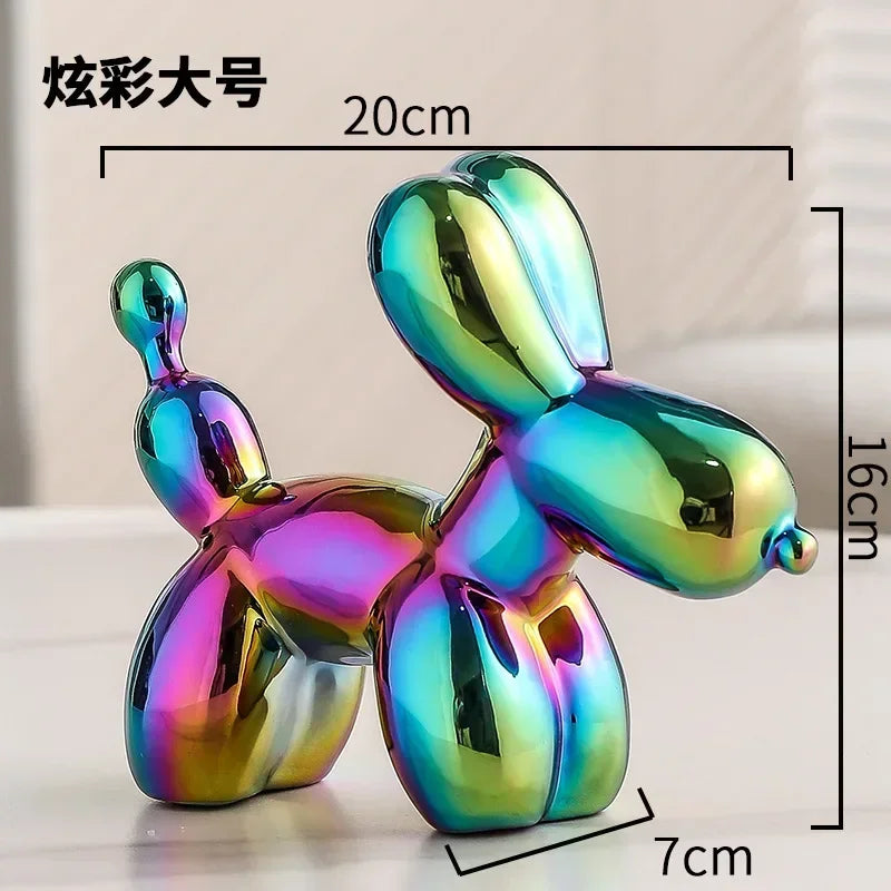 Avelena | Nordic Keramik Ballon Hund Skulptur Gold Tier Dekorationen Statue Wohnzimmer Ornamente Kreative Desktop Ornament Wohnkultur