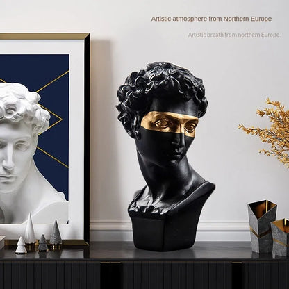 Avelena | Statuen zur Dekoration, 15 cm, David, Couchtisch, Heimdekoration, Ornamente, Zimmerbüste aus Gips, weißes Harz, dekorative Kunstskulptur