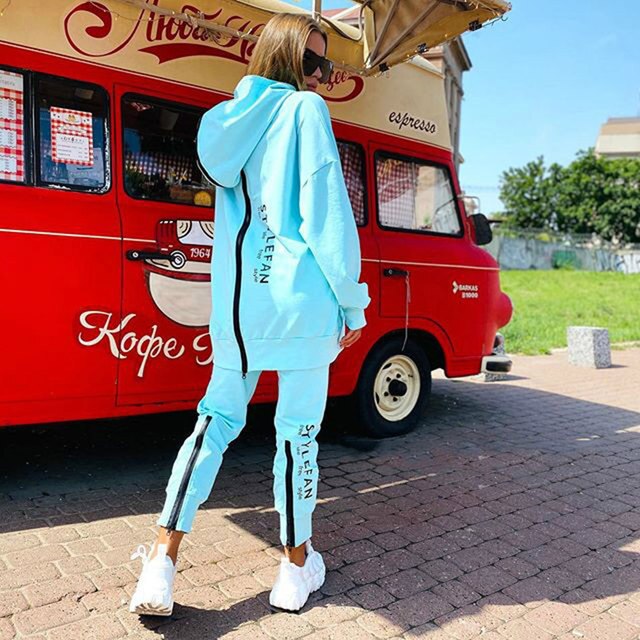 Avelena | Frauen Sweatshirts 2-teilige Sets Trainingsanzug Übergrößen Herbst Damen Korea Hose Pullover Hosenanzüge Damen