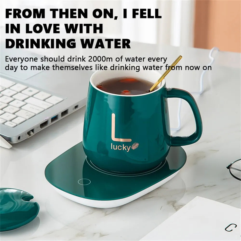 Avelena | Smart Keramik Becher Heizung Tasse Untersetzer Wärmer Thermostat Kaffee Heizung Elektrische Becher Set Milch Tee Heizung Wasser Home Office Geschenk