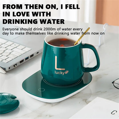 Avelena | Smart Keramik Becher Heizung Tasse Untersetzer Wärmer Thermostat Kaffee Heizung Elektrische Becher Set Milch Tee Heizung Wasser Home Office Geschenk