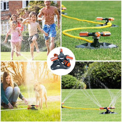 Avelena | Drehbarer Garten-Sprinkler mit 3 Düsen – Effizienter Bewässerungssprinkler für Rasen und Garten
