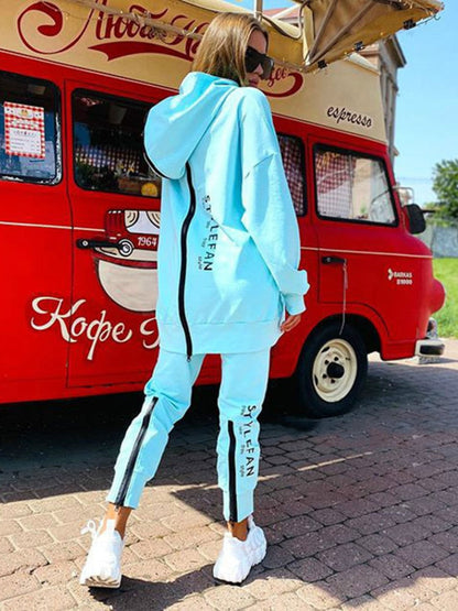 Avelena | Frauen Sweatshirts 2-teilige Sets Trainingsanzug Übergrößen Herbst Damen Korea Hose Pullover Hosenanzüge Damen