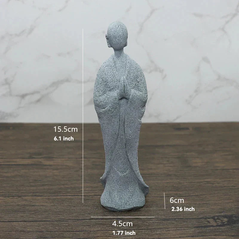 Avelena | Buddha Stein Statue Kleine Buddhistischen Mönche Tibetischer Buddhismus Figuren Zen Garten Ornament Meditation Zuhause Aquarium Dekoration