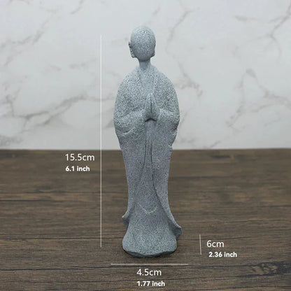 Avelena | Buddha Stein Statue Kleine Buddhistischen Mönche Tibetischer Buddhismus Figuren Zen Garten Ornament Meditation Zuhause Aquarium Dekoration