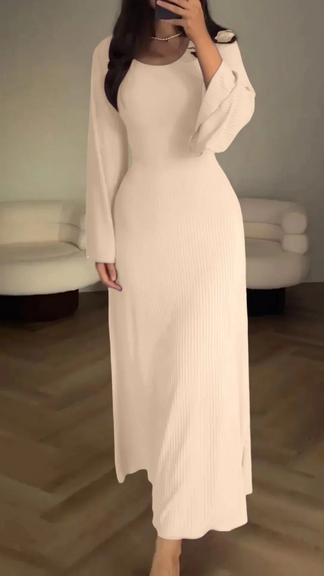 Avelena | Stilvolles Ripp-Maxi-Kleid für Frauen