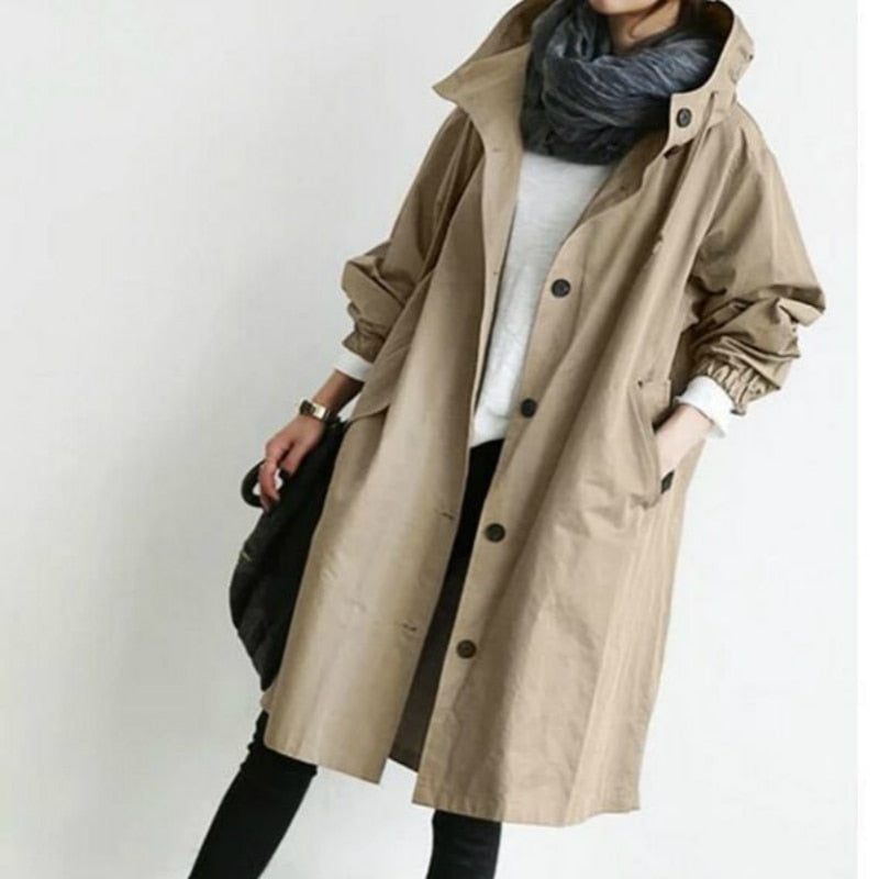 Avelena | cashmere Damenmode Hipper Trenchcoat in Übergröße