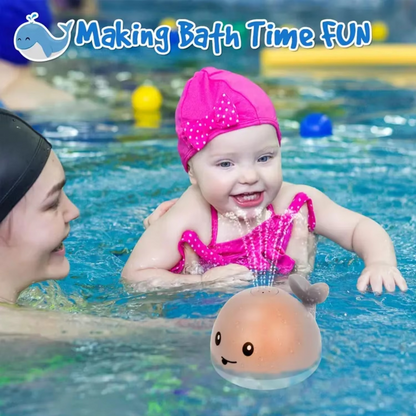 Avelena | Leuchtendes Walfisch-Badspielzeug mit automatischem Wasserspray und bunten LED-Lichtern