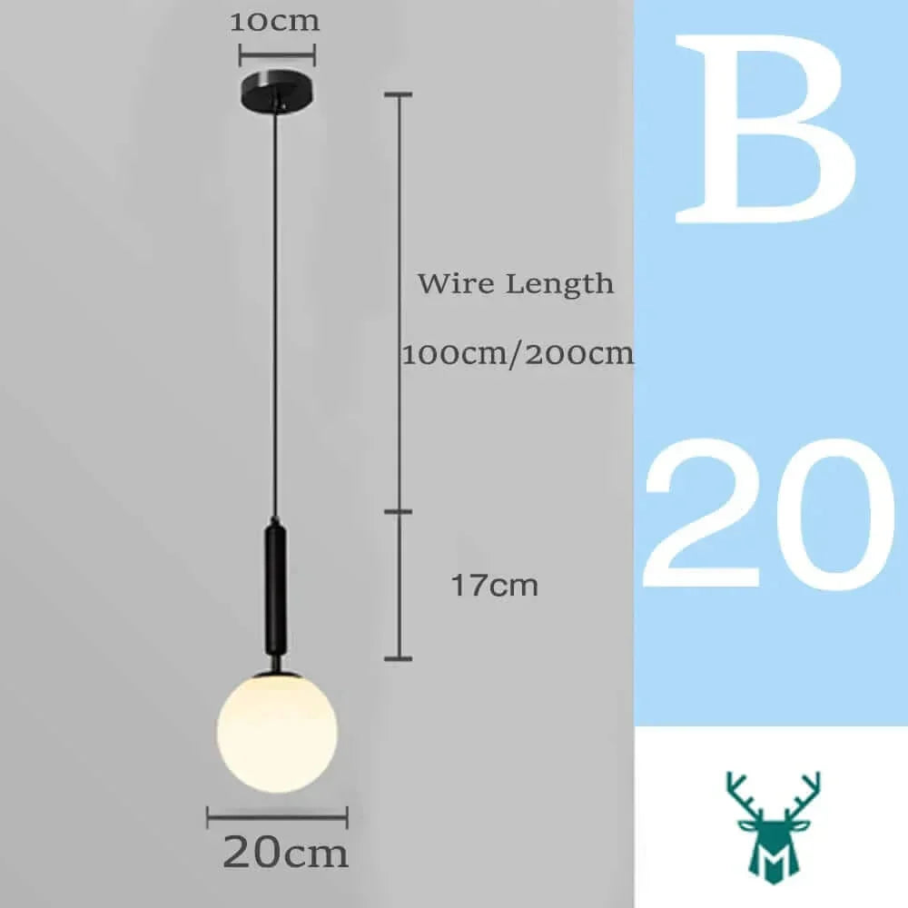 Avelena | Mid-Century Modern Glas Ball Pendelleuchte