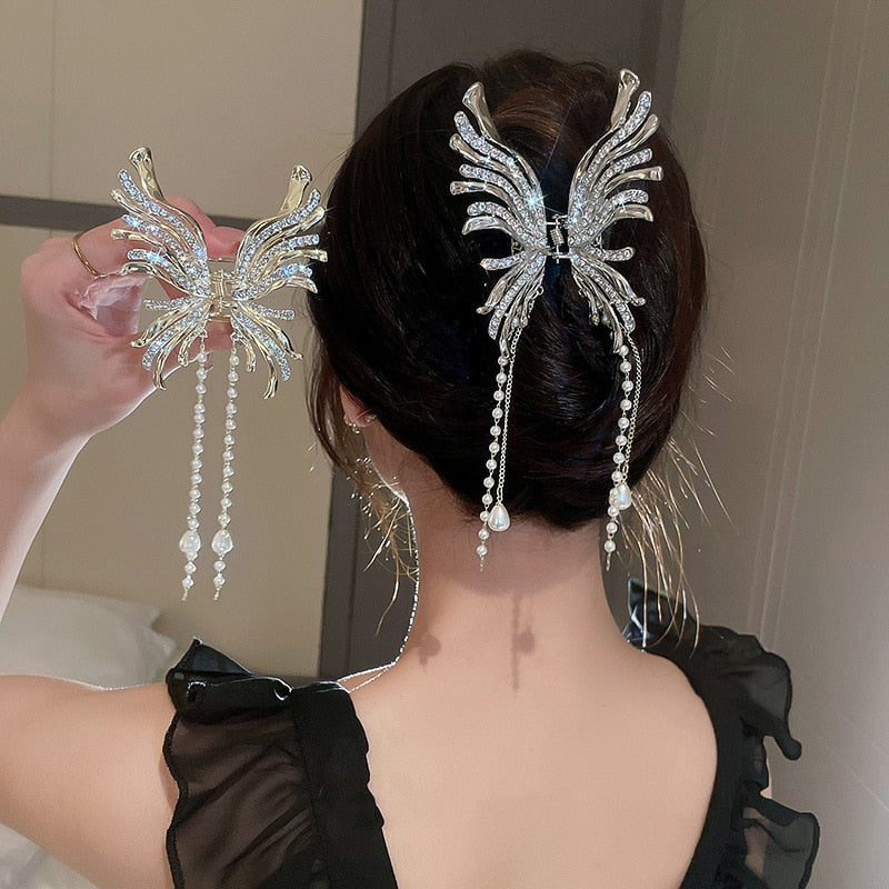 Avelena | Chic Butterfly Pearl Tassel Haarschneide