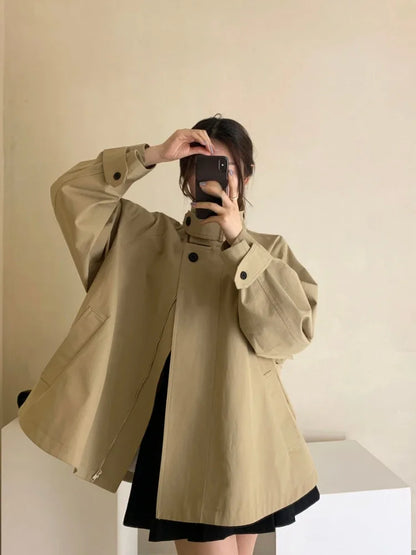 Avelena | Damen Vintage Jacke mit Kragen Baumwolle Modisch