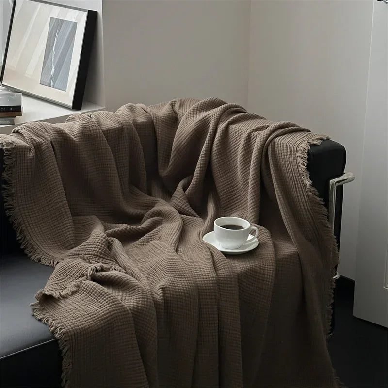 Avelena | Sofadecke aus einfarbiger Baumwolle