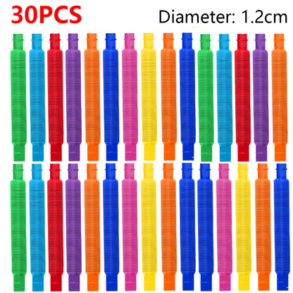 Avelena | 10-30Pcs Bunte Teleskopische Pop-Rohre - Sensorische Fidget-Spielzeuge für Kinder und Erwachsene