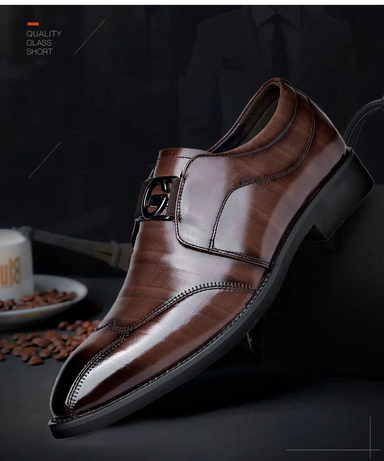 Avelena | Herren Leder Schuhe Stilvolle Herren Schuhe Spitz Oxford Hochzeit Leder Herren Dress Schuhe Gentleman Büro Mann Schuh
